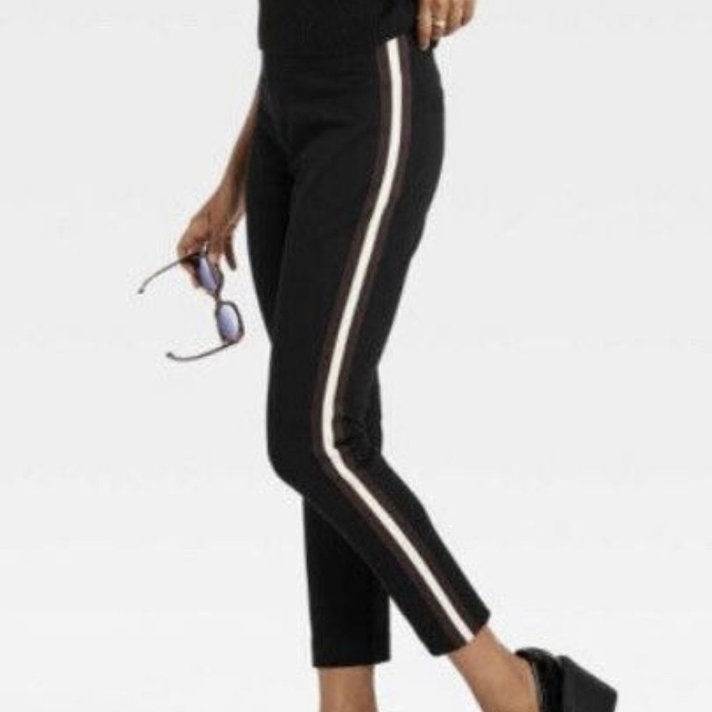 A New Day Black High-Rise Ankle Pants with Athletic Side Stripe - Misses…